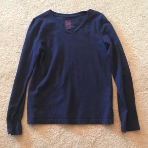 Long Sleeve Navy Blue Tee Girls 10/12